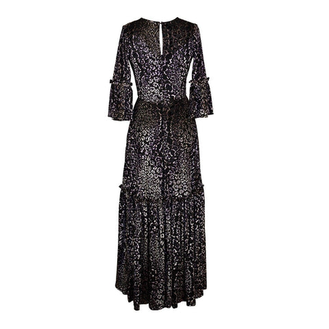 Imogen 1 Tier Ruffle Maxi Dress in Pantera Velvet
