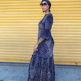 Imogen 1 Tier Ruffle Maxi Dress in Pantera Velvet