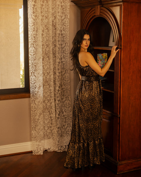 Tatjana One-Shoulder Maxi Dress in Panther Slink