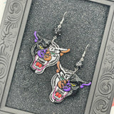 Tattoo - Panther Tiger Earrings with Dice Detail: Handmade Polymer Clay