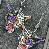 Tattoo - Panther Tiger Earrings with Dice Detail: Handmade Polymer Clay