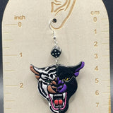 Tattoo - Panther Tiger Earrings with Dice Detail: Handmade Polymer Clay