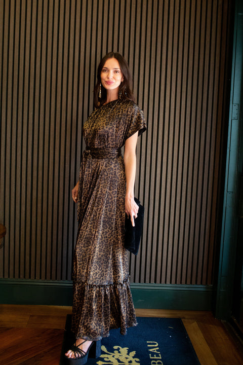 Tatjana One-Shoulder Maxi Dress in Panther Slink