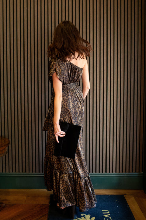 Tatjana One-Shoulder Maxi Dress in Panther Slink