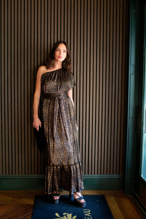 Tatjana One-Shoulder Maxi Dress in Panther Slink