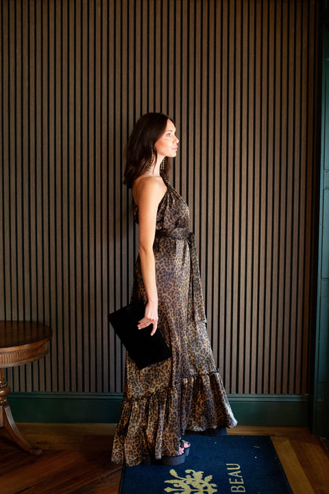 Tatjana One-Shoulder Maxi Dress in Panther Slink