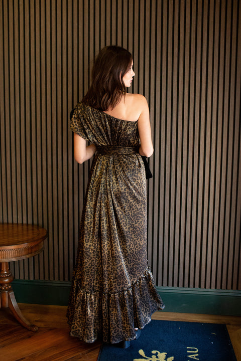 Tatjana One-Shoulder Maxi Dress in Panther Slink