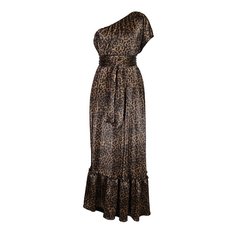 Tatjana One-Shoulder Maxi Dress in Panther Slink