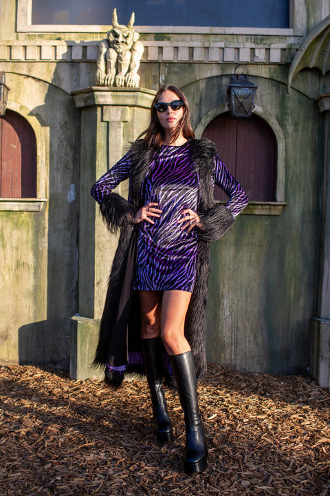 Penny Deluxe Purple Haze Velvet Faux Fur Jacket