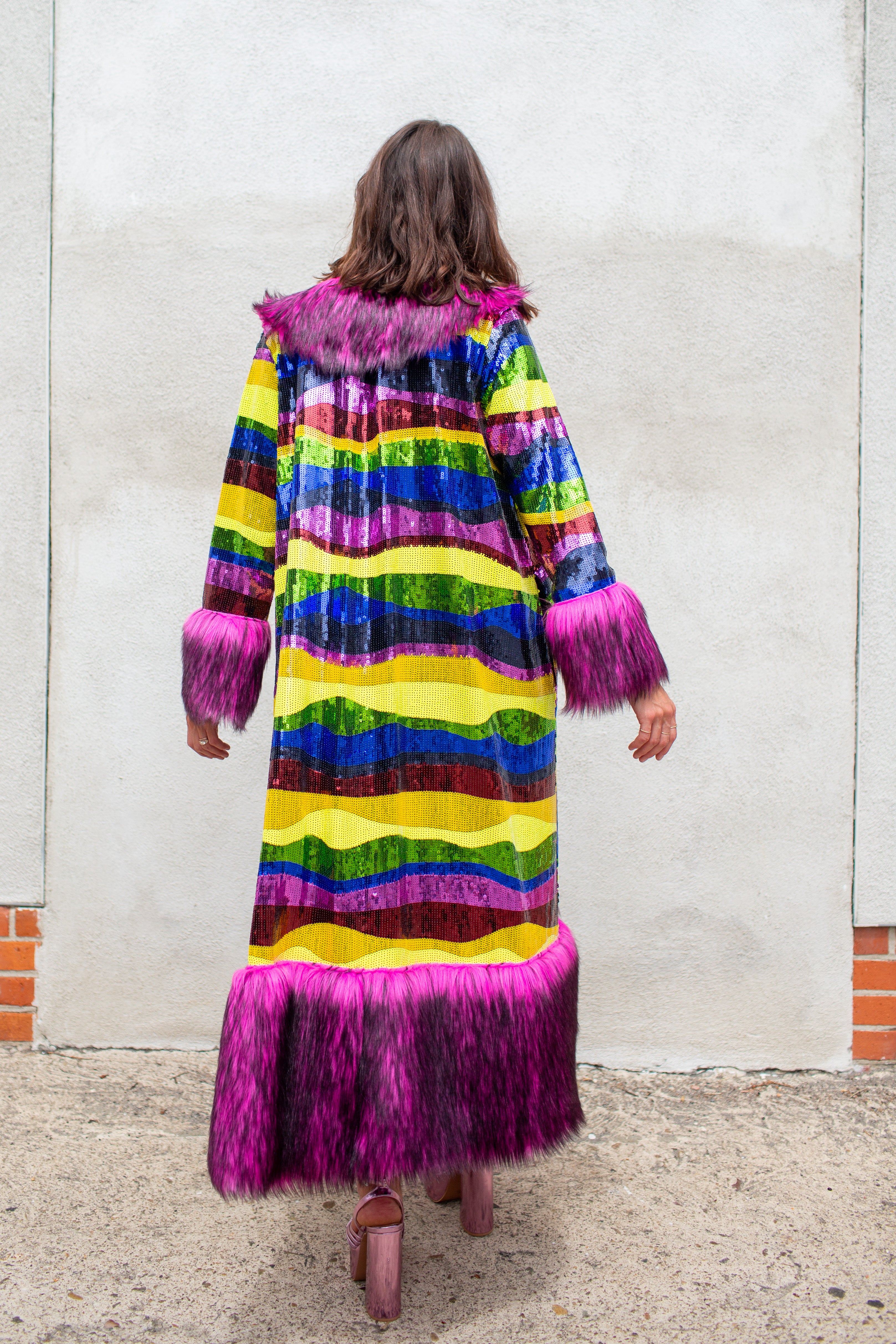 Penny Deluxe Rainbow Road Faux Fur Jacket
