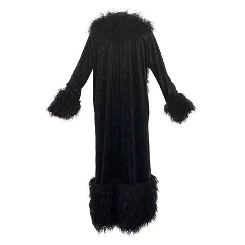 Penny Deluxe Baroque Black Velvet Faux Fur Jacket