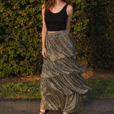 Pewter Tiered Maxi Skirt