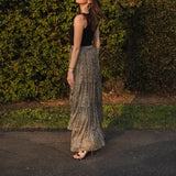 Pewter Tiered Maxi Skirt