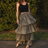 Pewter Tiered Maxi Skirt