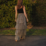 Pewter Tiered Maxi Skirt