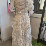 Lydia Wrap Dress in White and Silver Sequin Spiderwebs