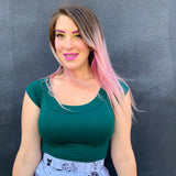 Retro Boat Neck Top in Hunter Green