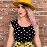 Retro Boat Neck Top in Polka Dots