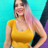 Retro Boat Neck Top in Mustard