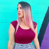 Retro Boat Neck Top in Burgundy