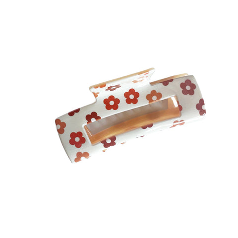Cream Retro Daisies Claw Hair Clip
