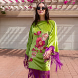 Brigitte Mini Fringe Dress in Citron Orchid