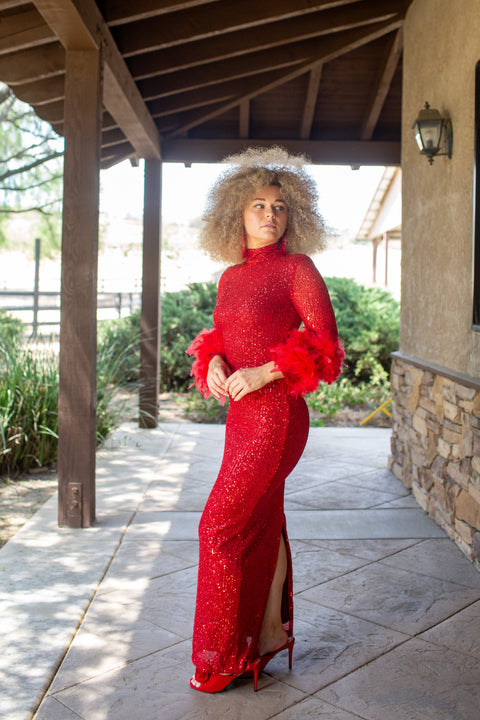 Catroux dress in Ruby Red Sequin