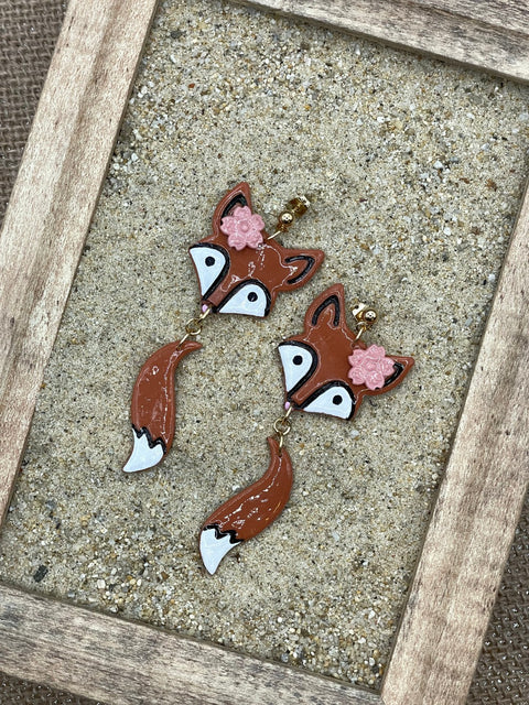 Cutie Red Fox Dangle Earrings