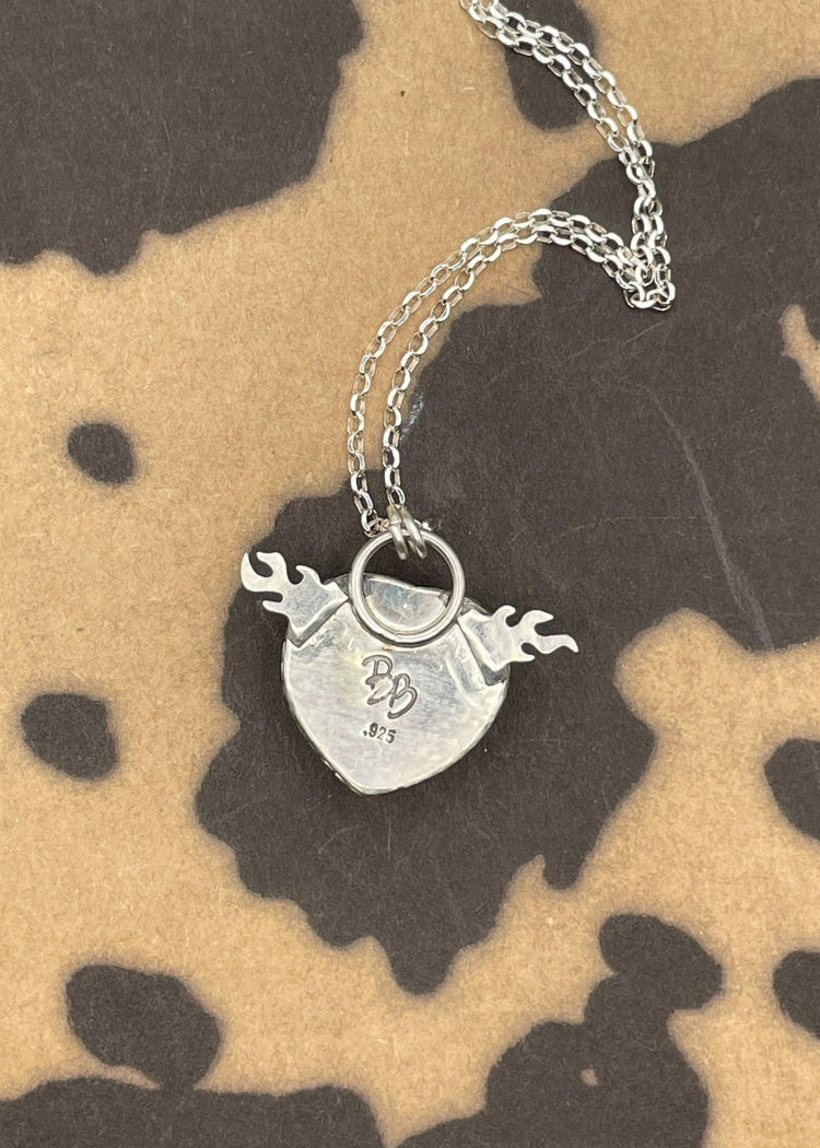 Rosarita Heart with Flame Detail Pendant