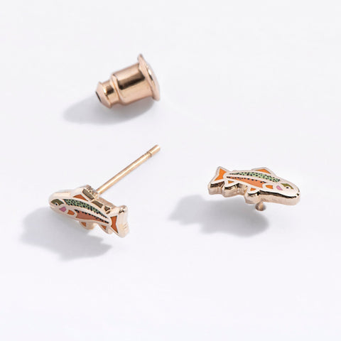 Rainbow Trout Fish Stud Earrings