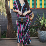 Raspberry Stripe Caftan Kaftan Dress