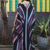 Raspberry Stripe Caftan Kaftan Dress