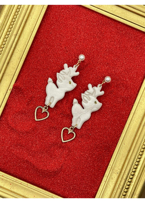 Holiday Pearlescent Reindeer Earrings