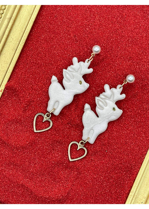 Holiday Pearlescent Reindeer Earrings