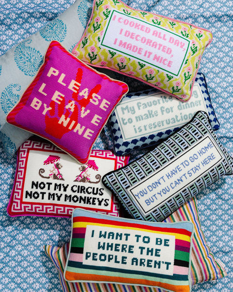 Needlepoint Pillow - Please Leave by Nine