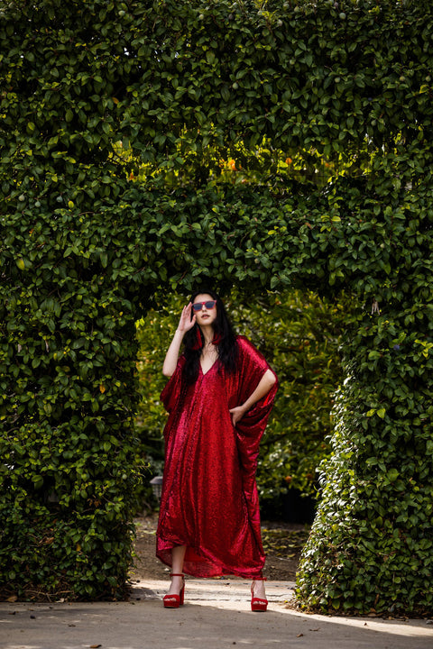 Ruby Sequin Caftan