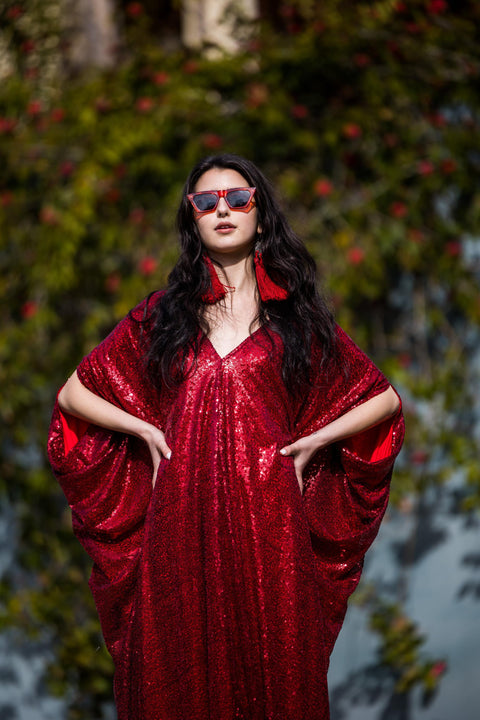 Ruby Sequin Caftan