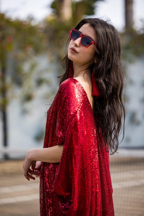 Ruby Sequin Caftan