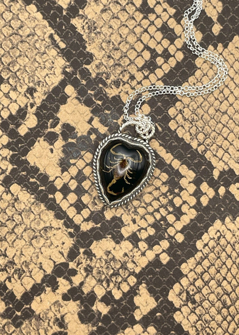 Scorpion Heart Pendant Necklace