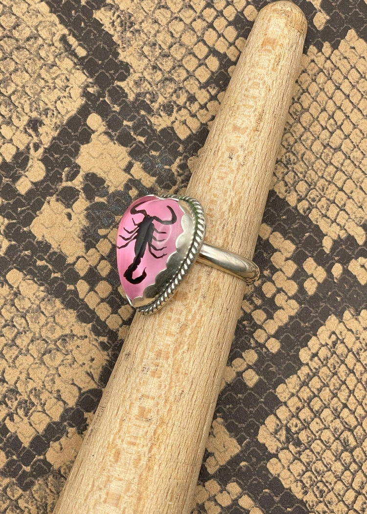 Sterling Silver Scorpion Heart Ring