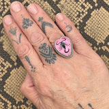 Wendy - Black Scorpion in Pink Resin Heart Ring
