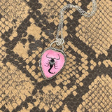 Wendy - Real Black Scorpion in Pink Resin Heart Pendant Necklace