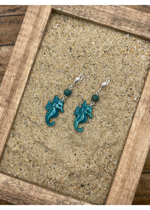 Shimmer Seahorse Dangle Earrings