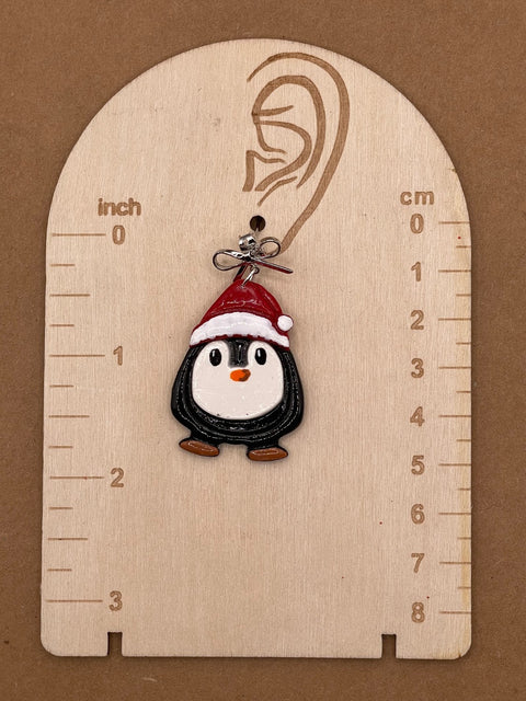 Santa Penguin Dangle Earrings