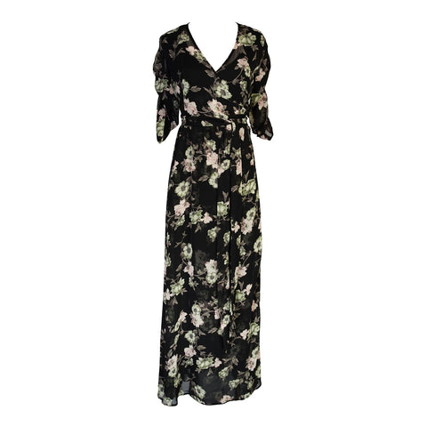 Signature Wrap Dress in Noir Garden