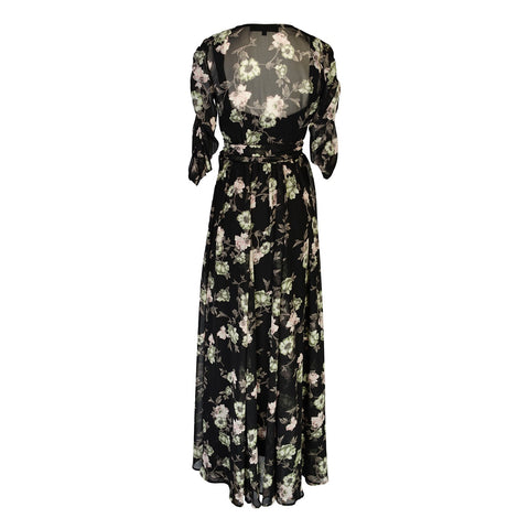 Signature Wrap Dress in Noir Garden