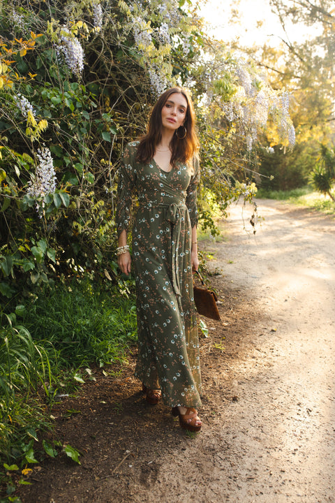 Signature Wrap Dress in Sage Blossom