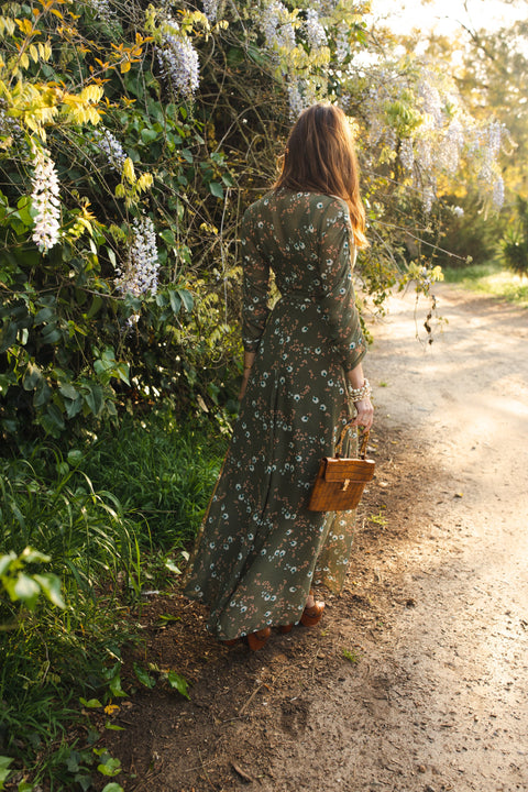 Signature Wrap Dress in Sage Blossom