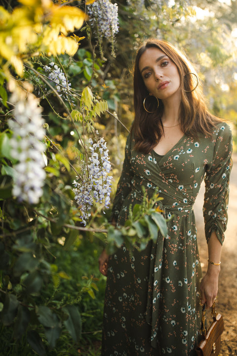 Signature Wrap Dress in Sage Blossom