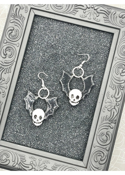 Salem Skull Bat Dangle Earrings